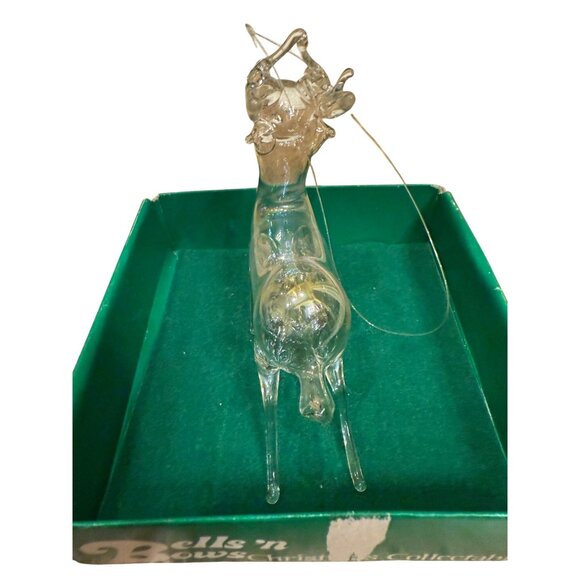 Glass Reindeer Ornament With Antlers & Ribbon - Picture 4 of 5